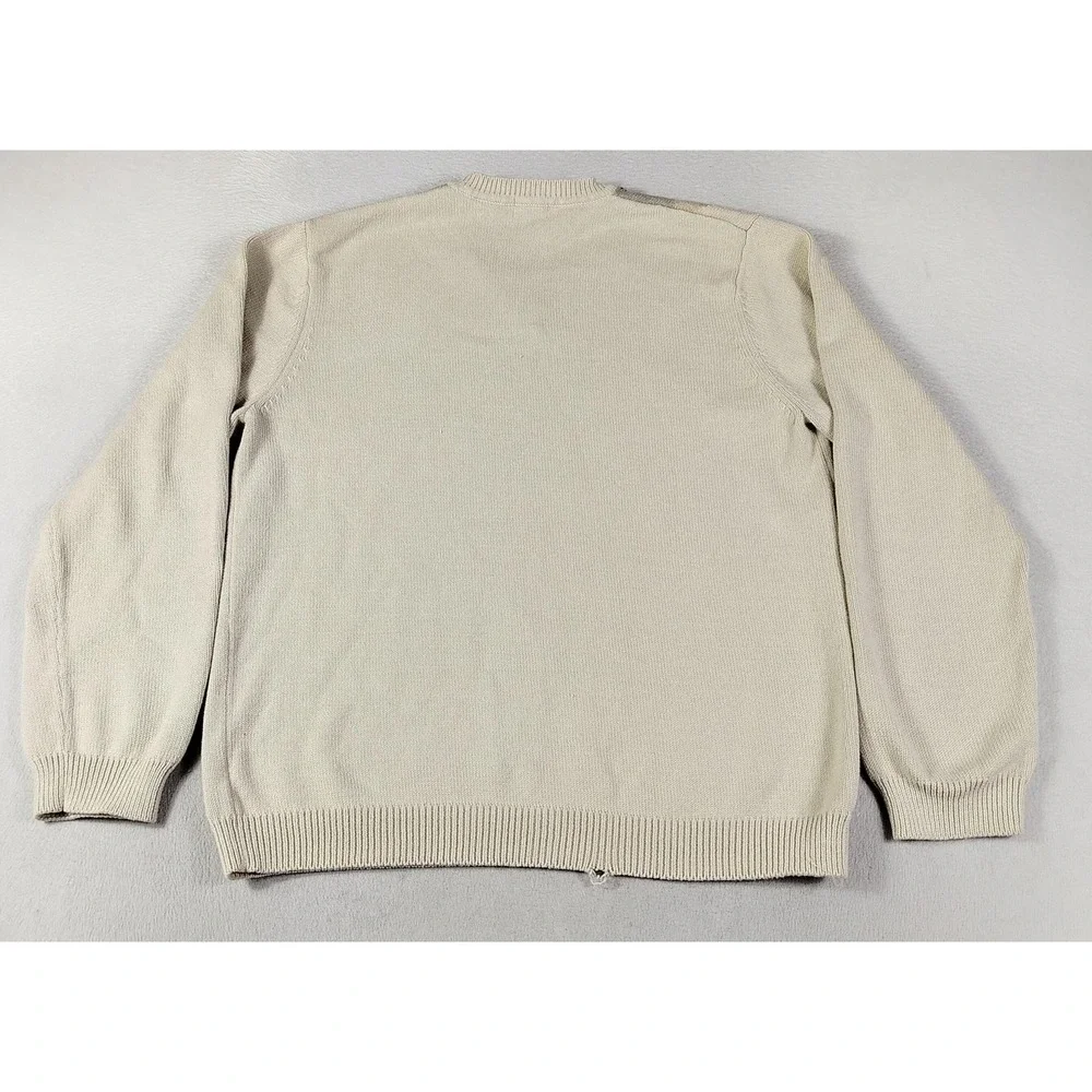 Van Heusen Sweater Mens XL Beige Argyle Cotton Grandpacore Eclectic Grandpa